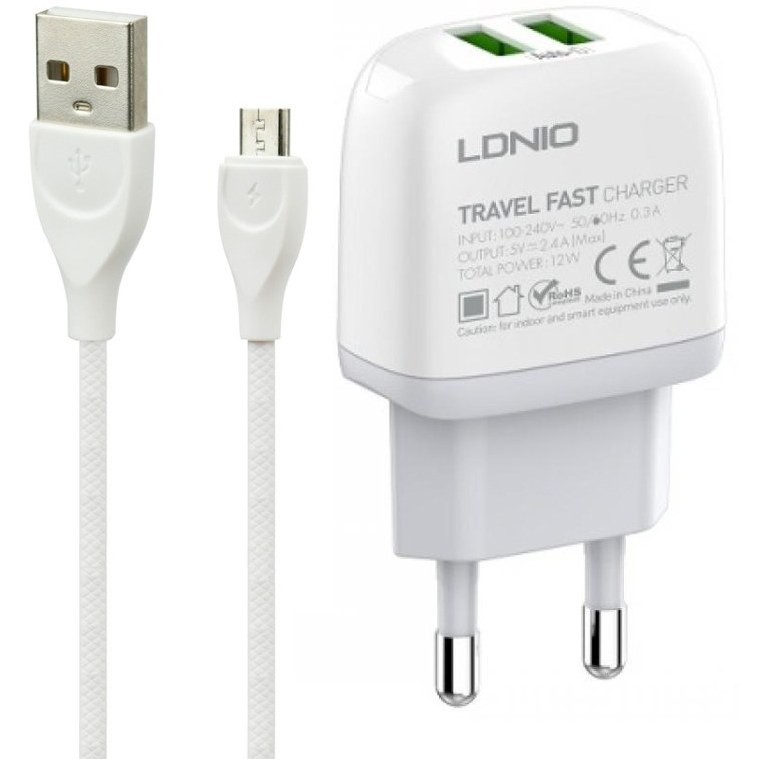 آداپتور شارژ الدینیو مدل A2219 به همراه کابل میکرو USB