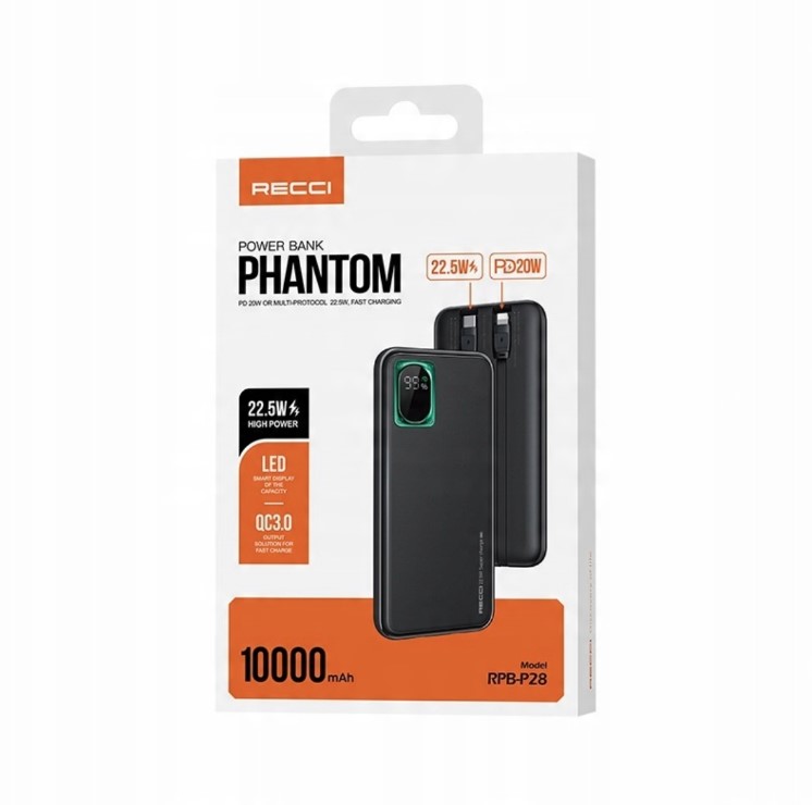 پاوربانک 1۰هزار رسی مدل فانتوم RPB-P28